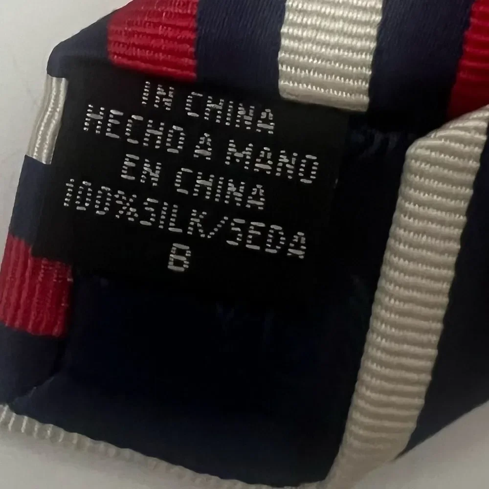 CHAPS 100% Silk Handmade Designer Tie Striped Retro Preppy Americana‎ Necktie